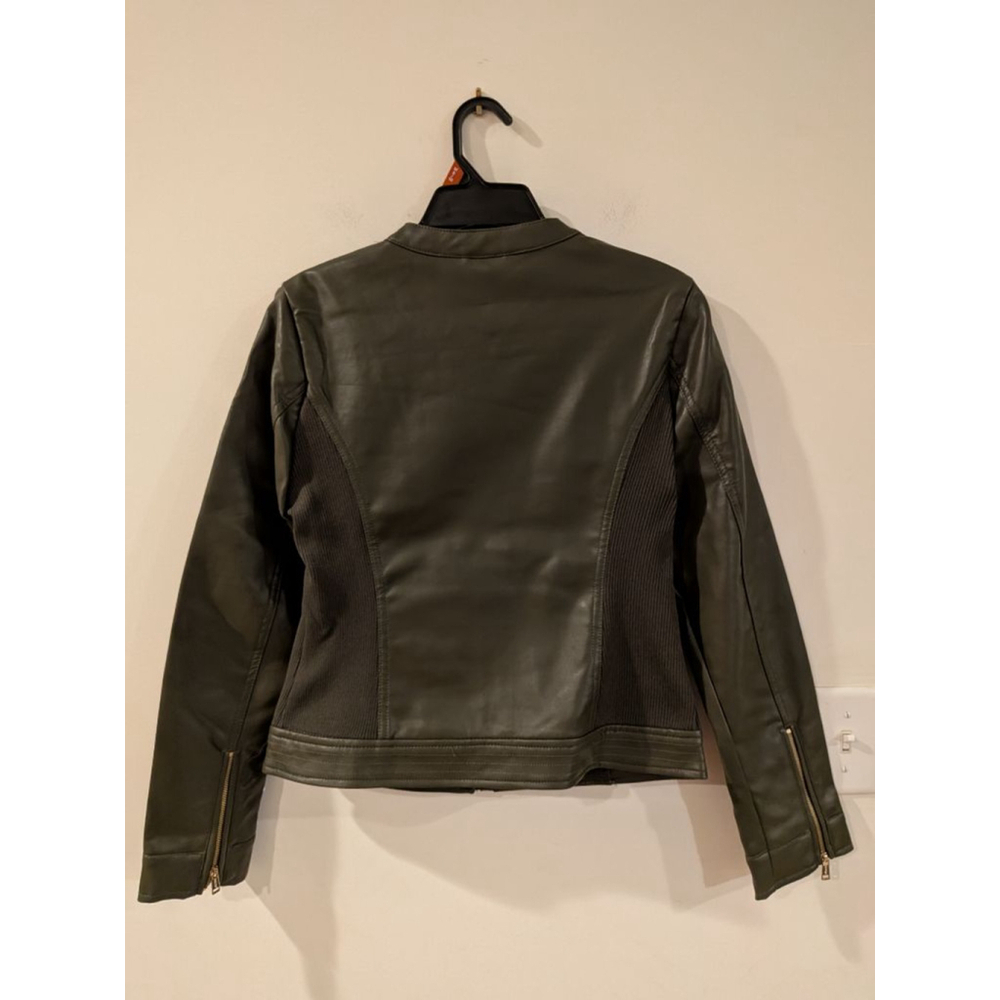 Women's Guess Faux Leather Jacket Green Size M - Picture 5 of 15